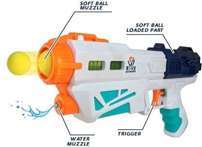 2-in-1 Magic Gun Toy Set – Dual Function Soft EVA Ball Blaster & Water Shooter with Target Bowling Pins for Kids - Image 2
