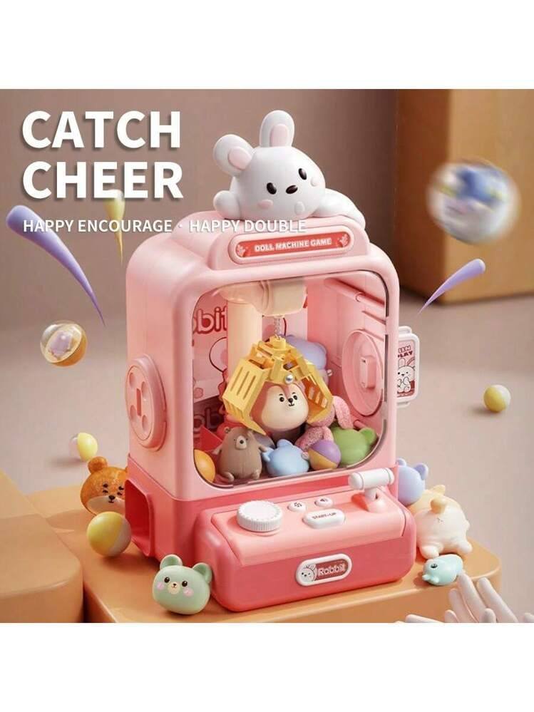 Cute Rabbit Claw Machine Toy – Mini Arcade Catcher Game with 10 Dolls, 10 Twisted Eggs, Lights, and Sound Effects for Kids - Image 3