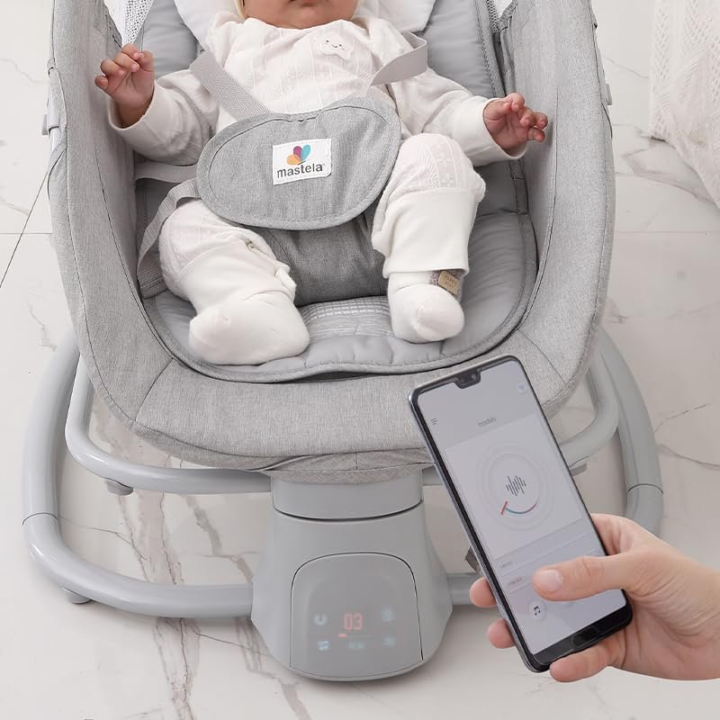 Baby Rocker Bouncer Seat with Canopy & Safety Harness | Infant Rocking Chair with Padded Seat, Adjustable Sun Canopy, Hanging Toys & Stable Base - Image 3