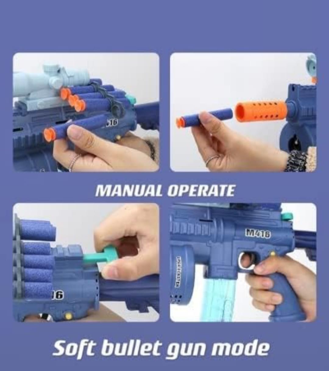M416 Multi-Function Toy Gun with Soft Foam Bullets, Colorful Bubble Blower, and Cool Lighting – 2-in-1 Action Blaster Play Set for Kids Age 6+ - Image 4
