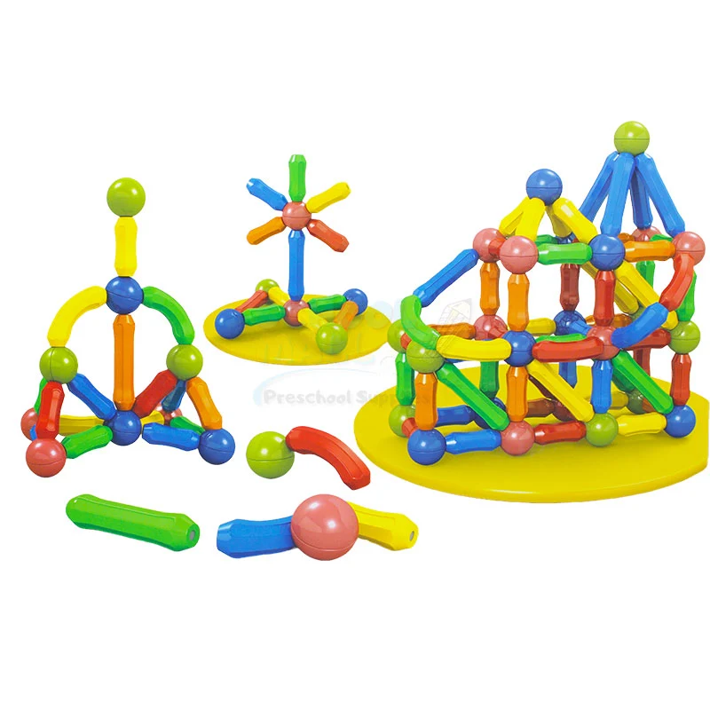 64 Pcs Magnetic Building Blocks Construction Set for Kids – Educational Magnetic Tiles & Sticks STEM Learning Toy, Creative Building Kit for Boys & Girls Ages 3+ - Image 2