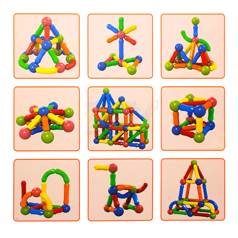 64 Pcs Magnetic Building Blocks Construction Set for Kids – Educational Magnetic Tiles & Sticks STEM Learning Toy, Creative Building Kit for Boys & Girls Ages 3+ - Image 3