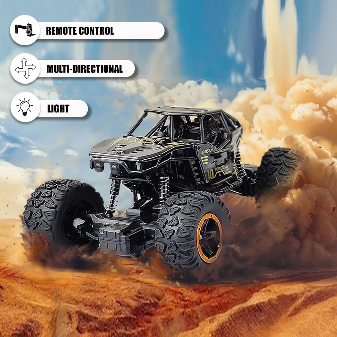 RC Rock Crawler Alloy Car 1:16 Scale | Remote Control Off-Road Climbing Buggy with Rechargeable Battery - Image 3