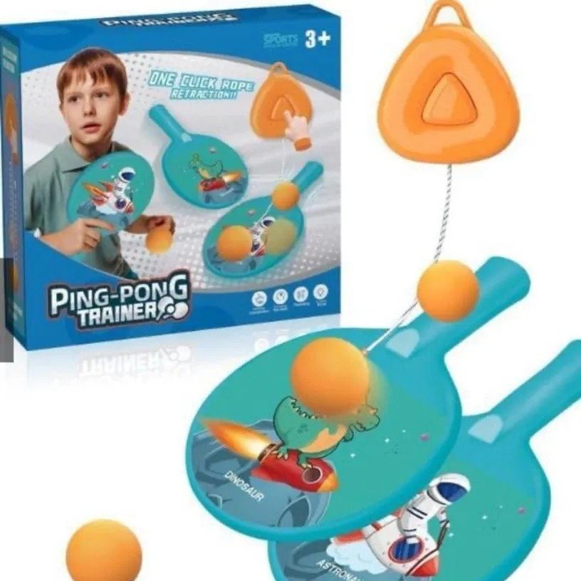 Ping Pong Trainer Game for Kids – One-Click Table Tennis Training Toy with Paddles & Ball