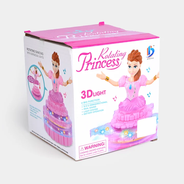 Rotating Princess Dancing Toy with 3D Lights, Musical Sound, and Bump-and-Go Action – Pink Princess Doll for Kids - Image 3