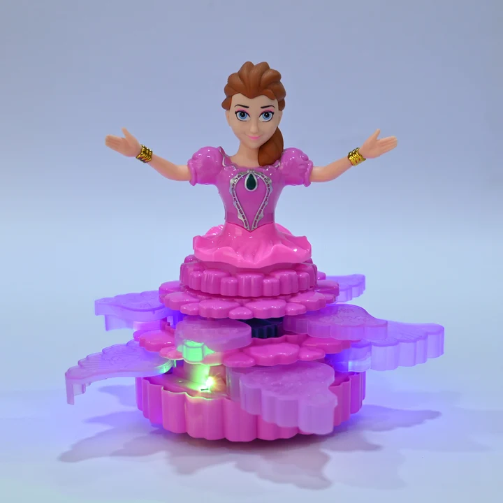 Rotating Princess Dancing Toy with 3D Lights, Musical Sound, and Bump-and-Go Action – Pink Princess Doll for Kids - Image 2