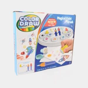 Color Draw Magical Paint Brush & Stamp Set – Mess-Free Special Oil Coloring Kit with 4 Stamps, Pens & 18 Drawing Sheets, Creative Educational Toy