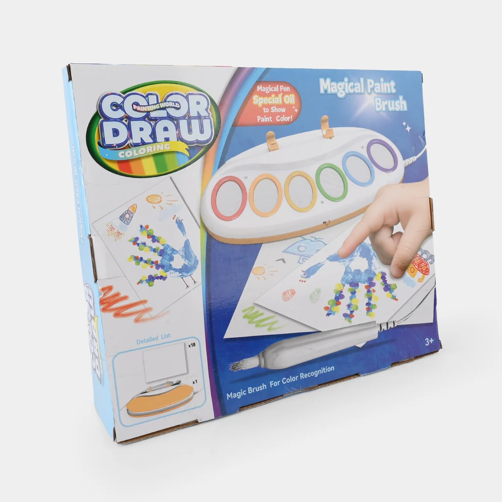 Color Draw Magical Paint Brush Set – Mess-Free Light-Up Brush with 6 Color Palette & 18 Drawing Sheets, Interactive Educational Toy - Image 2