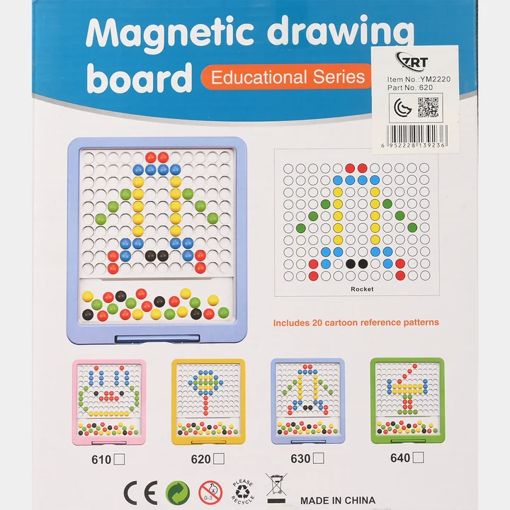 Magnetic Drawing Board Educational Series – Montessori Color Bead Art Doodle Pad with 20 Cartoon Patterns & Magnetic Stylus Pen for Kids Age 3+ - Image 4