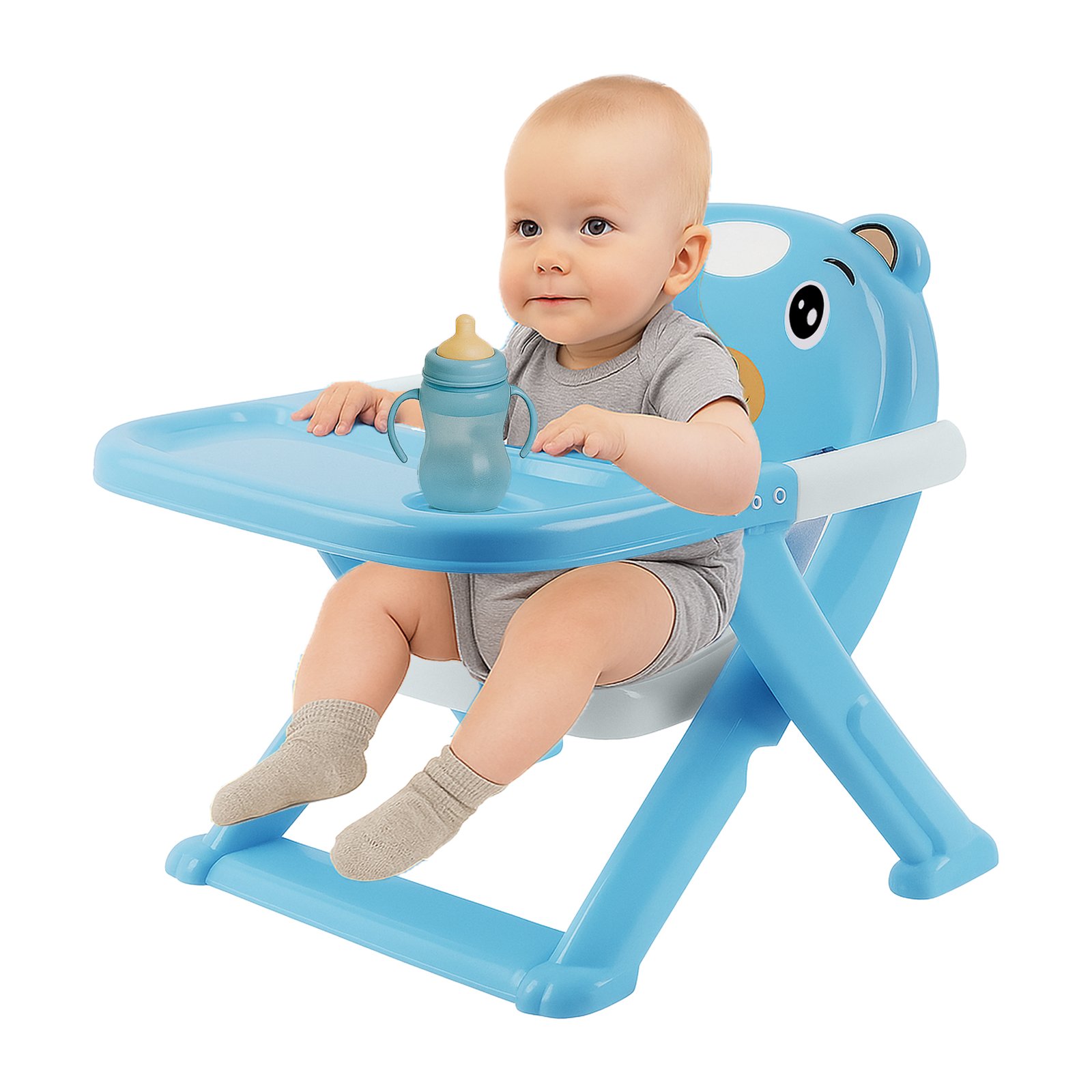 Evergreen Baby Folding Booster Chair – 2-in-1 Portable Toddler Feeding & Dining High Chair with Adjustable Tray (6 Months & Up) - Image 3