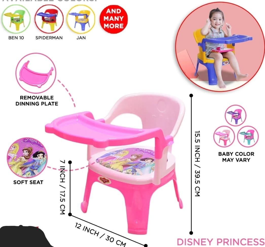 Kids Cartoon Character Baby Booster Seat & Dining Chair – Portable Multi-Purpose Toddler Feeding Seat with Removable Tray - Image 3