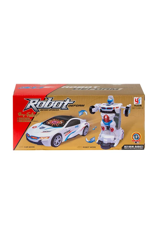 Battery Operated Robot Transforming Car Toy for Kids – 2-in-1 Deform Robot & Sports Racing Car with Lights, Music & Transformation | Ages 3+