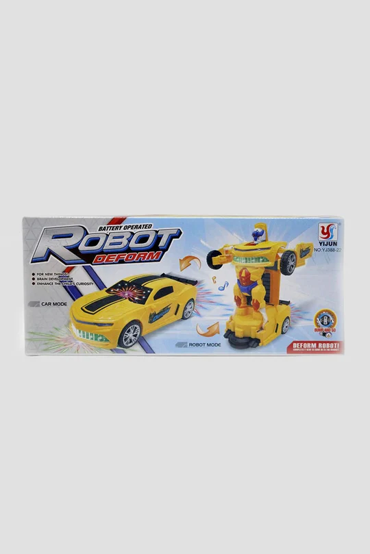 Battery Operated Robot Transforming Car Toy for Kids – 2-in-1 Deform Robot & Racing Sports Car with Lights, Music & Transformation | Ages 3+