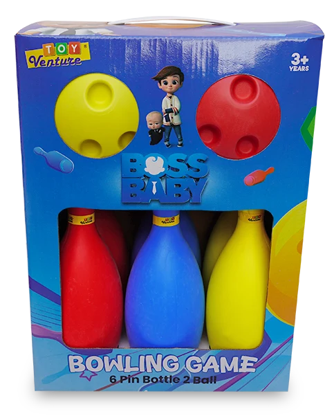 Toy Venture Boss Baby Bowling Game for Kids – 6 Colorful Pins & 2 Finger - Image 3
