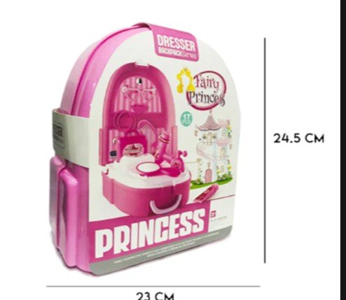 Kids Fairy Princess Dresser Backpack Series Playset | Portable Pretend Beauty Salon & Makeup Vanity Toy Case with Mirror & Accessories (Pink) - Image 2