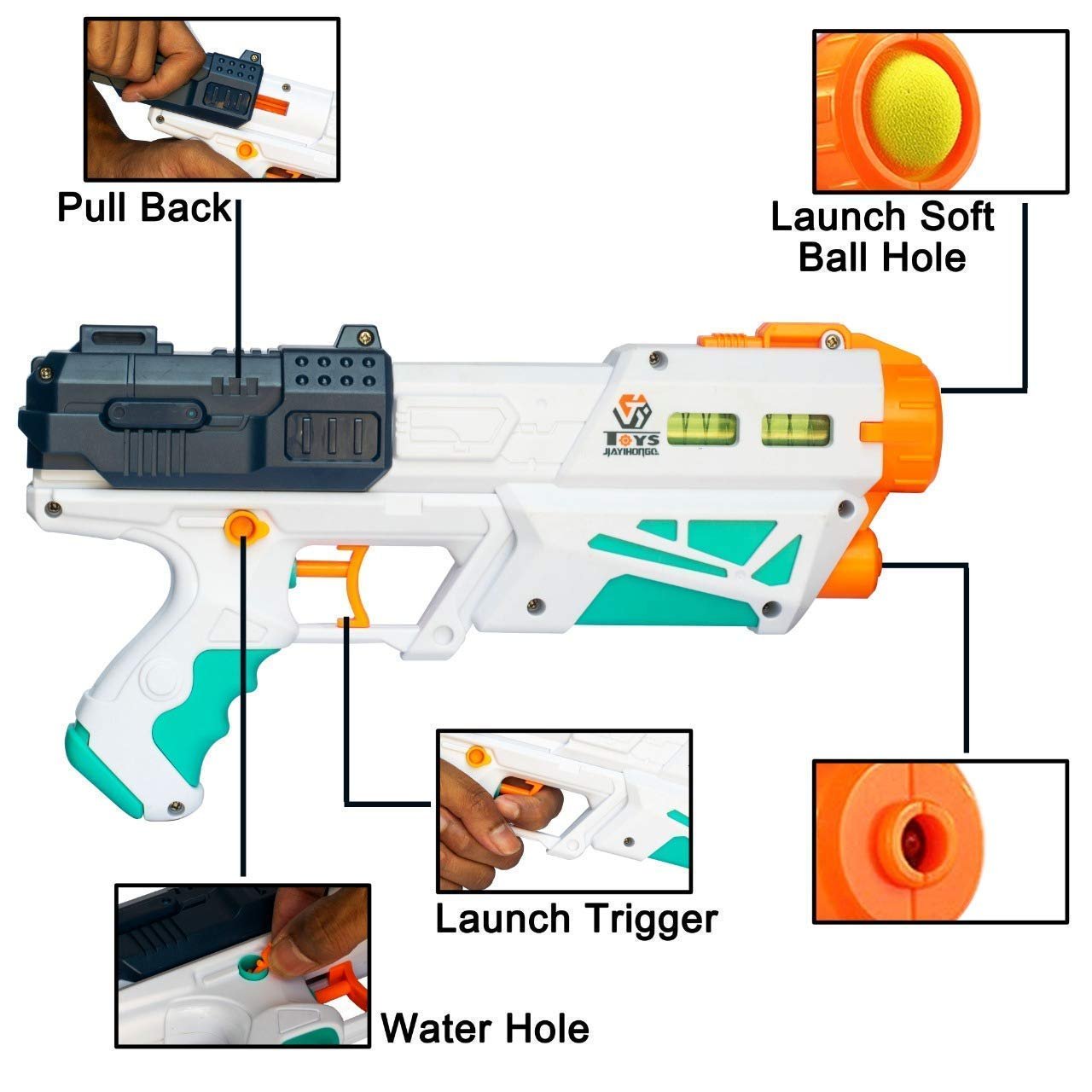 2-in-1 Magic Gun Toy Set – Dual Function Soft EVA Ball Blaster & Water Shooter with Target Bowling Pins for Kids - Image 4