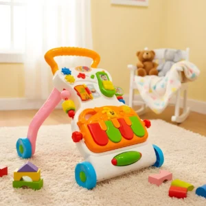 Multifunctional Baby Walker with Piano & Activity Center | Musical Learning Push Walker for Toddlers