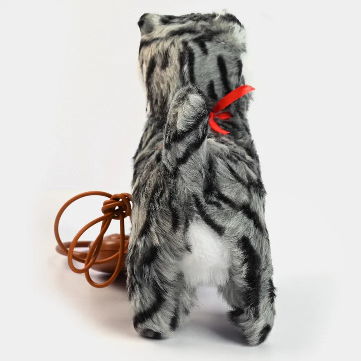 Interactive Electronic Walking Plush Kitty Cat Toy | Realistic Meowing & Moving Stuffed Animal Pet with Leash Control for Kids (Grey Tabby) - Image 3