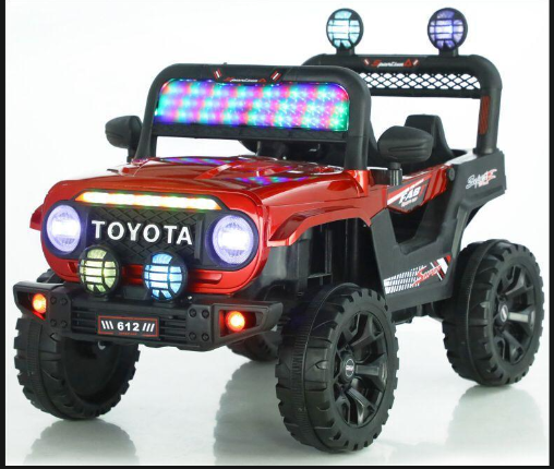 Kids Electric Ride On Toyota 4x4 Jeep Car with LED Lights, Music & Remote Control – Red