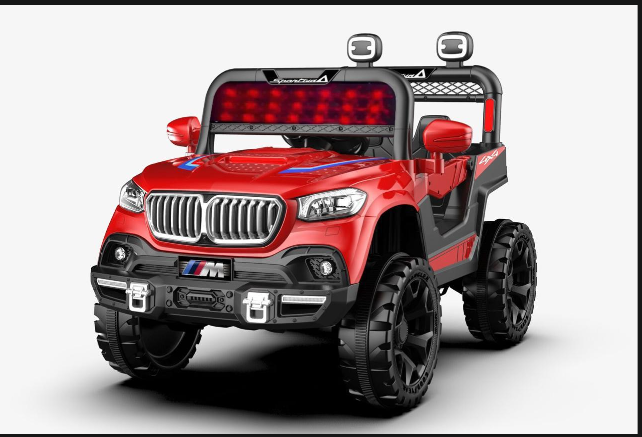 Kids Electric Ride On Toyota 4x4 Jeep Car with LED Lights, Music & Remote Control – Red - Image 4