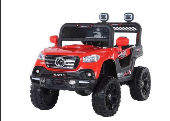 Kids Electric Ride On Toyota 4x4 Jeep Car with LED Lights, Music & Remote Control – Red - Image 3