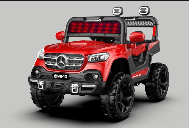 Kids Electric Ride On Toyota 4x4 Jeep Car with LED Lights, Music & Remote Control – Red - Image 2