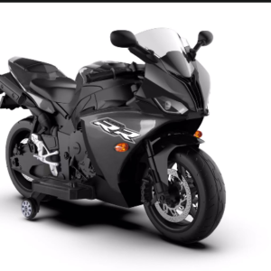 Kids Electric Sports Bike Ride On Motorcycle with Training Wheels, LED Lights & Realistic Design – Black
