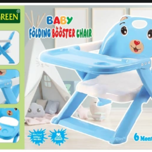 Baby Folding Booster Feeding Chair with Removable Tray, Comfortable Seat & Foldable Design – Blue