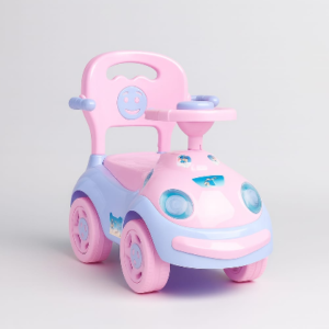 Kids Baby Ride-On Push Car with Steering Wheel, Safety Backrest & Comfortable Seat – Pink & Blue